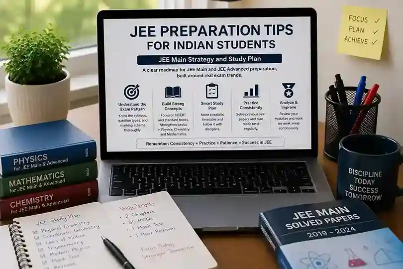 JEE preparation tips for Indian students covering JEE Main strategy and study plan