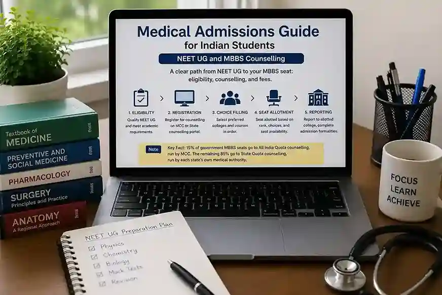 Medical admissions guide for Indian students covering NEET UG and MBBS counselling