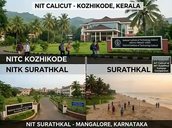 NIT Calicut vs NIT Surathkal campus comparison  |  NITC Kozhikode Kerala and NITK Surathkal Mangalore Karnataka